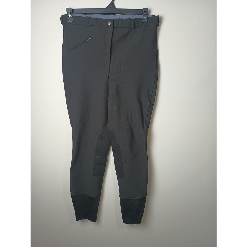 Women Black‎ Full Seat Equestrian Pants Breeches 36 x25 Ribbed Western Riding